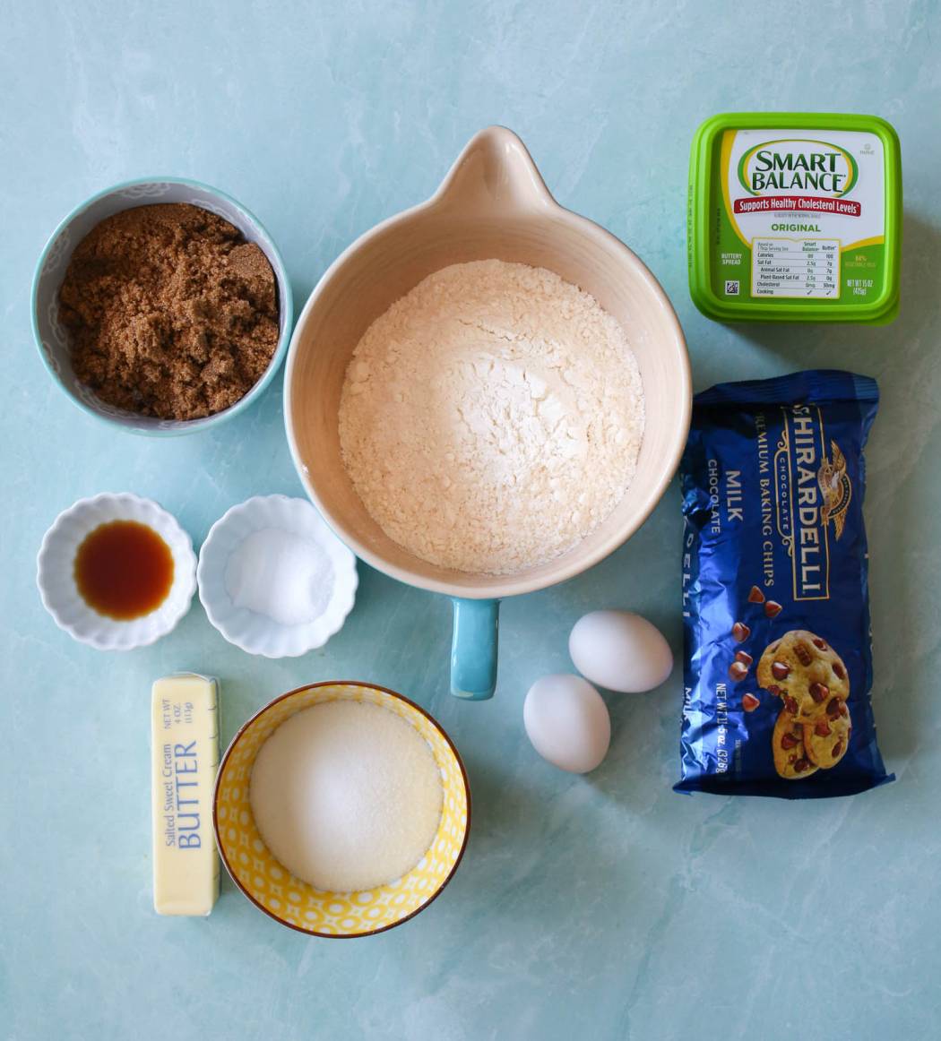 ingredients for the ultimate classic chocolate chip cookies from our best bites