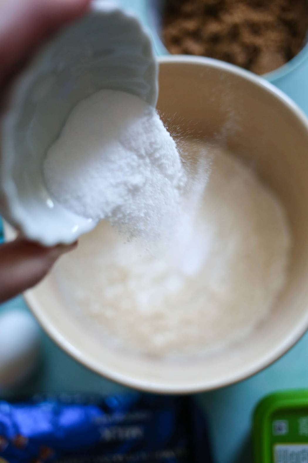 mixing dry ingredients for ultimate classic chocolate chip cookies from our best bites