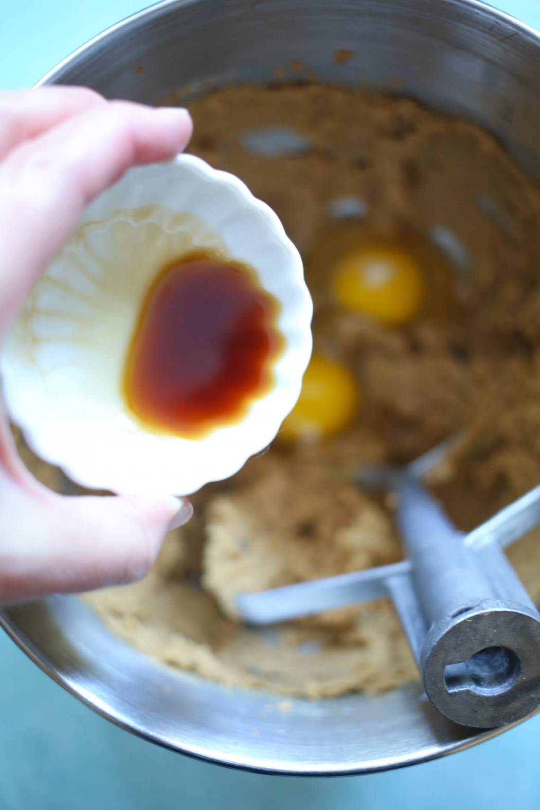 adding vanilla to ultimate classic chocolate chip cookies from our best bites