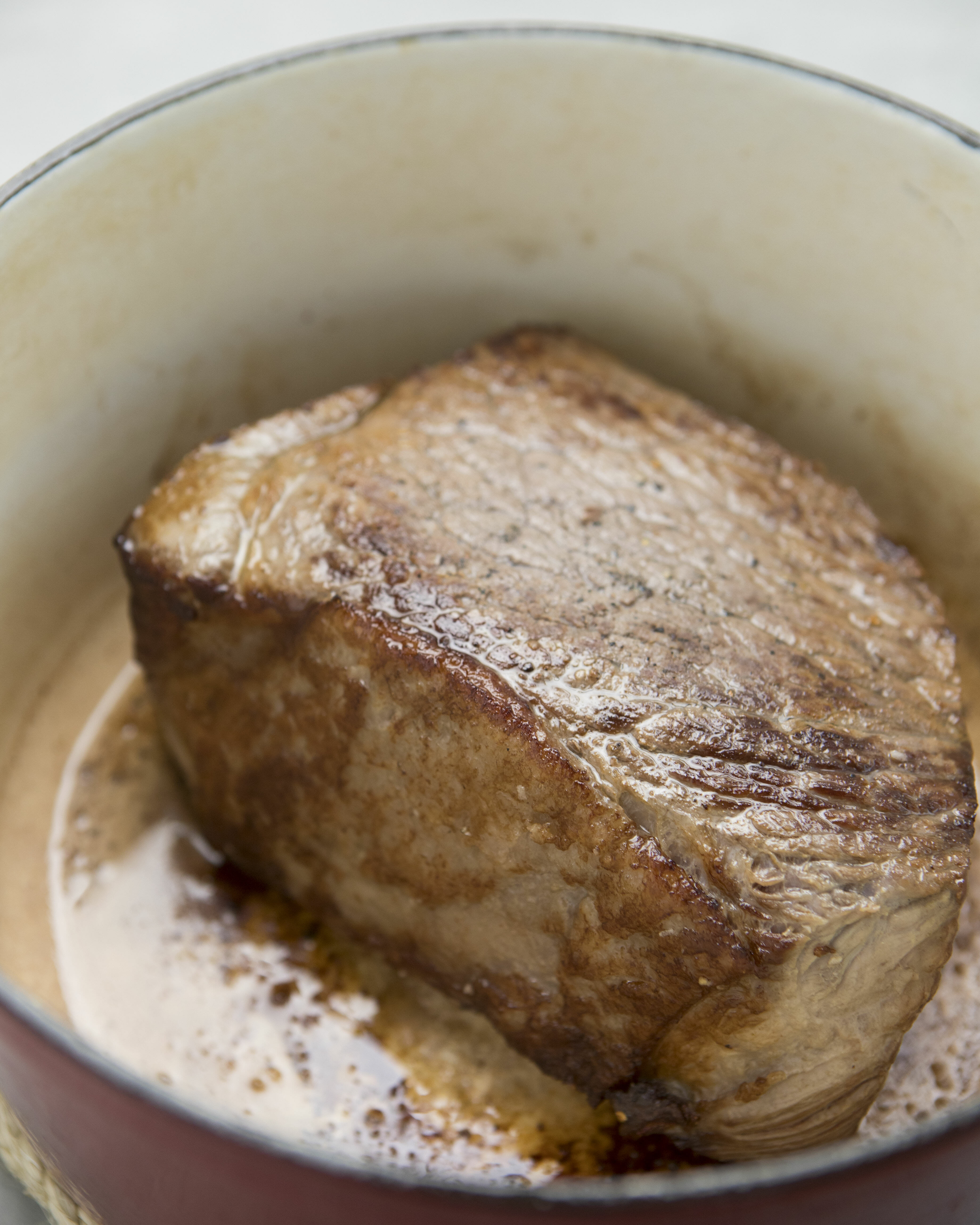 seared roast in pot