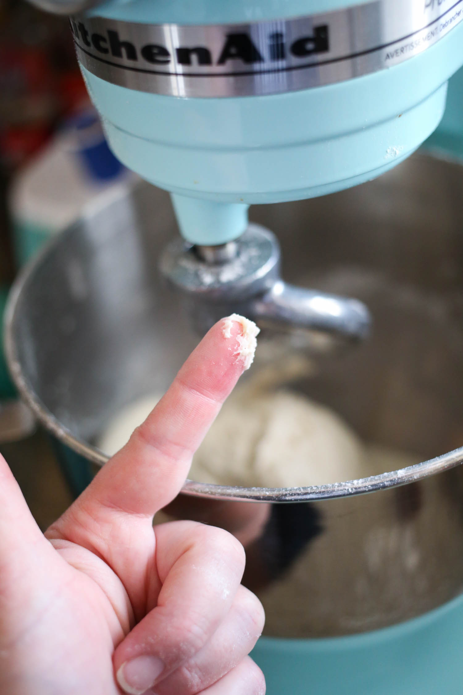 dough barely sticking to finger in breadsticks from our best bites