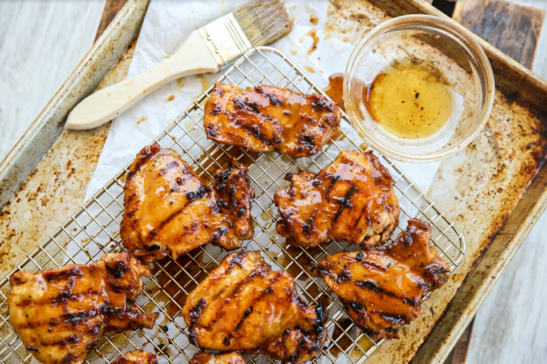 Grilled chicken on rack