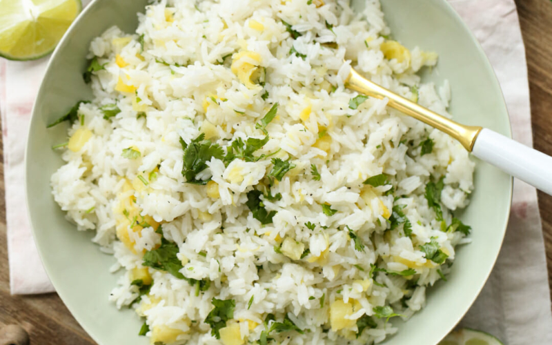 lime cilantro rice with pineapple