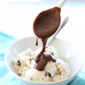 hot fudge over ice cream
