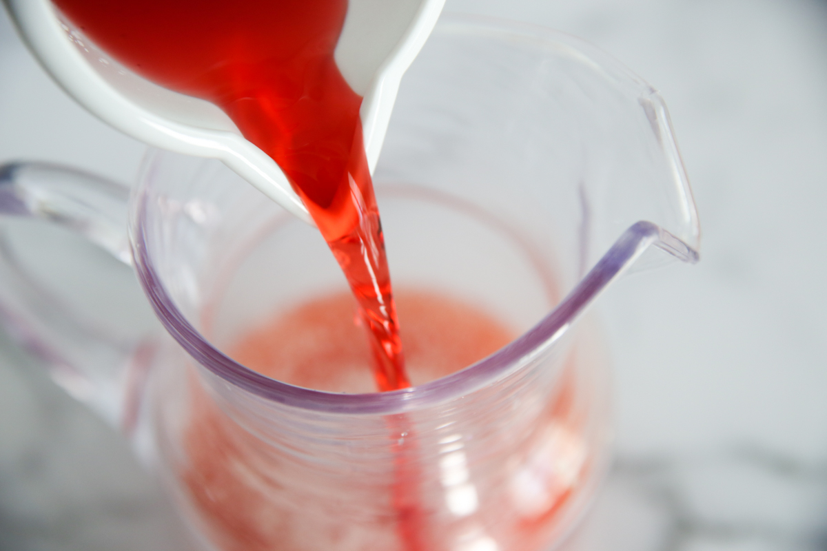 pouring cranberry juice