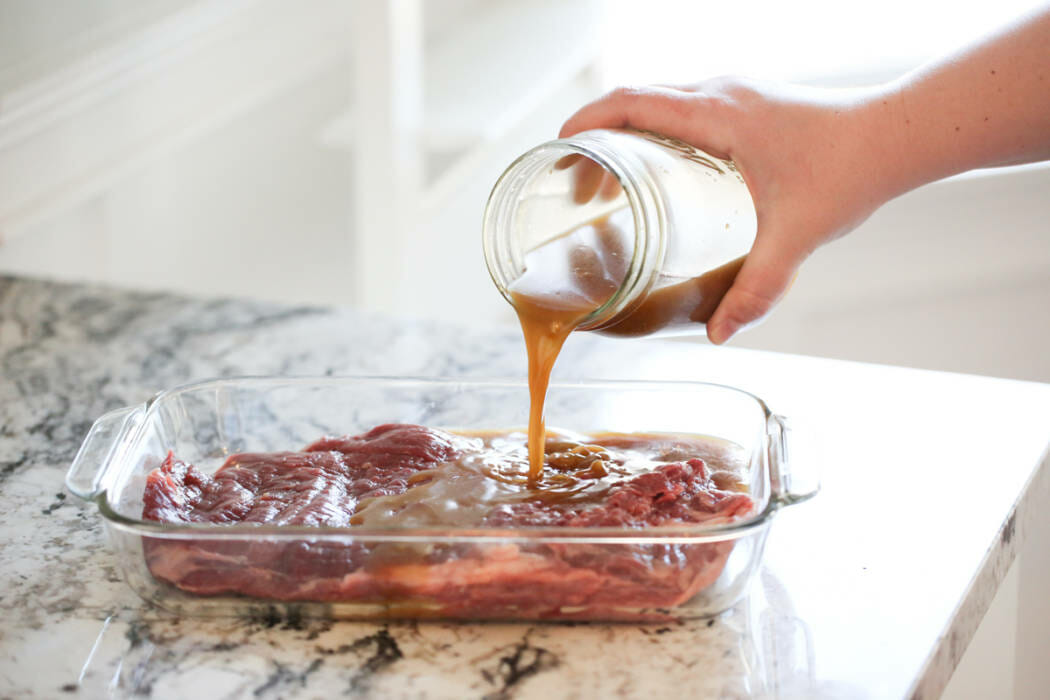 Flank Steak Marinade in pan