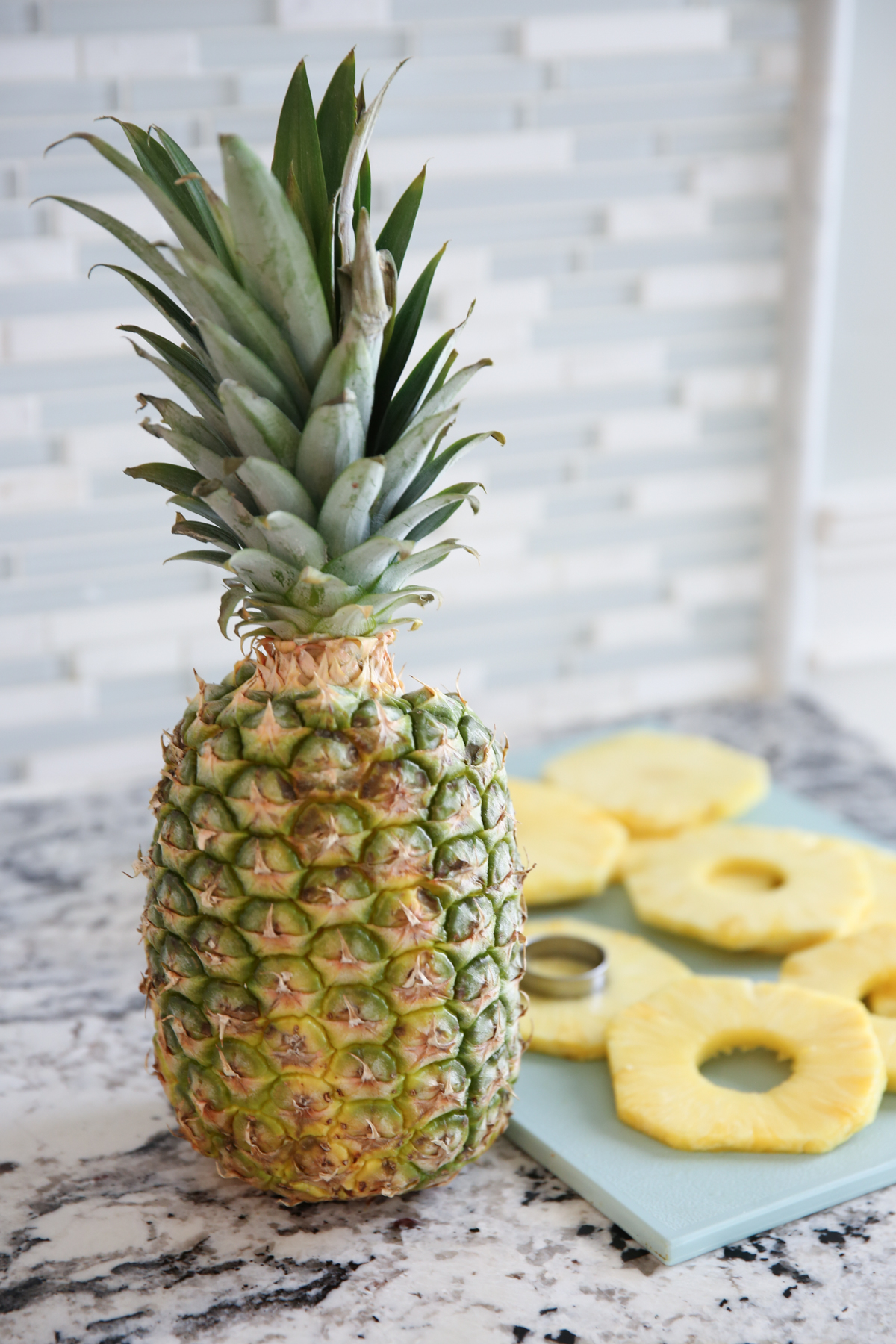 Pineapple on a cutting board