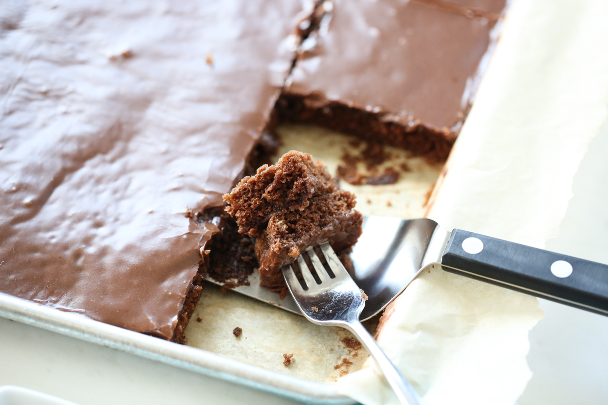 slice of texas sheet cake