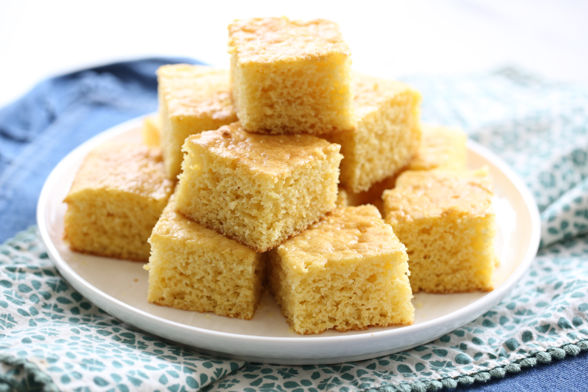 baked cornbread on a plate