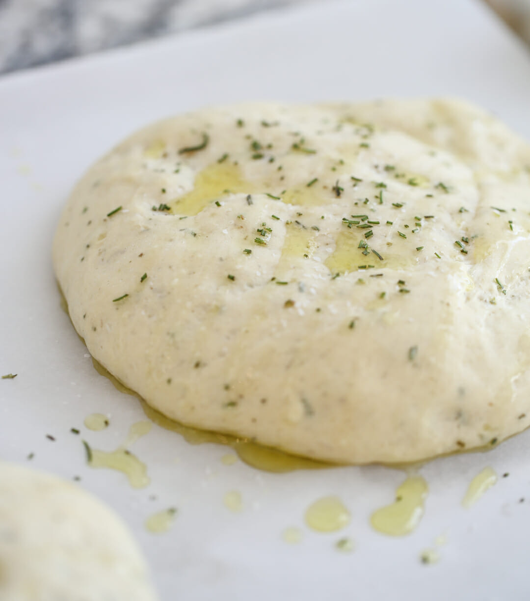 rosemary focaccia bread rising