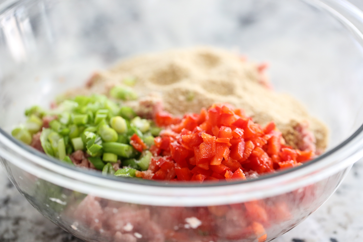 hawaiian turkey burger ingredients in a bowl