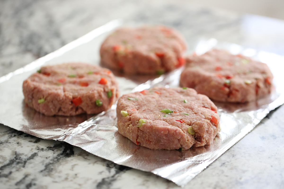 hawaiian turkey burger patties before cooking