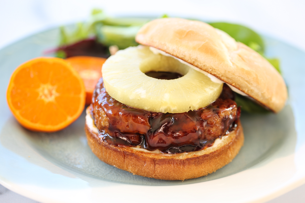 hawaiian turkey burger on a plate