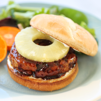 hawaiian turkey burger on a plate