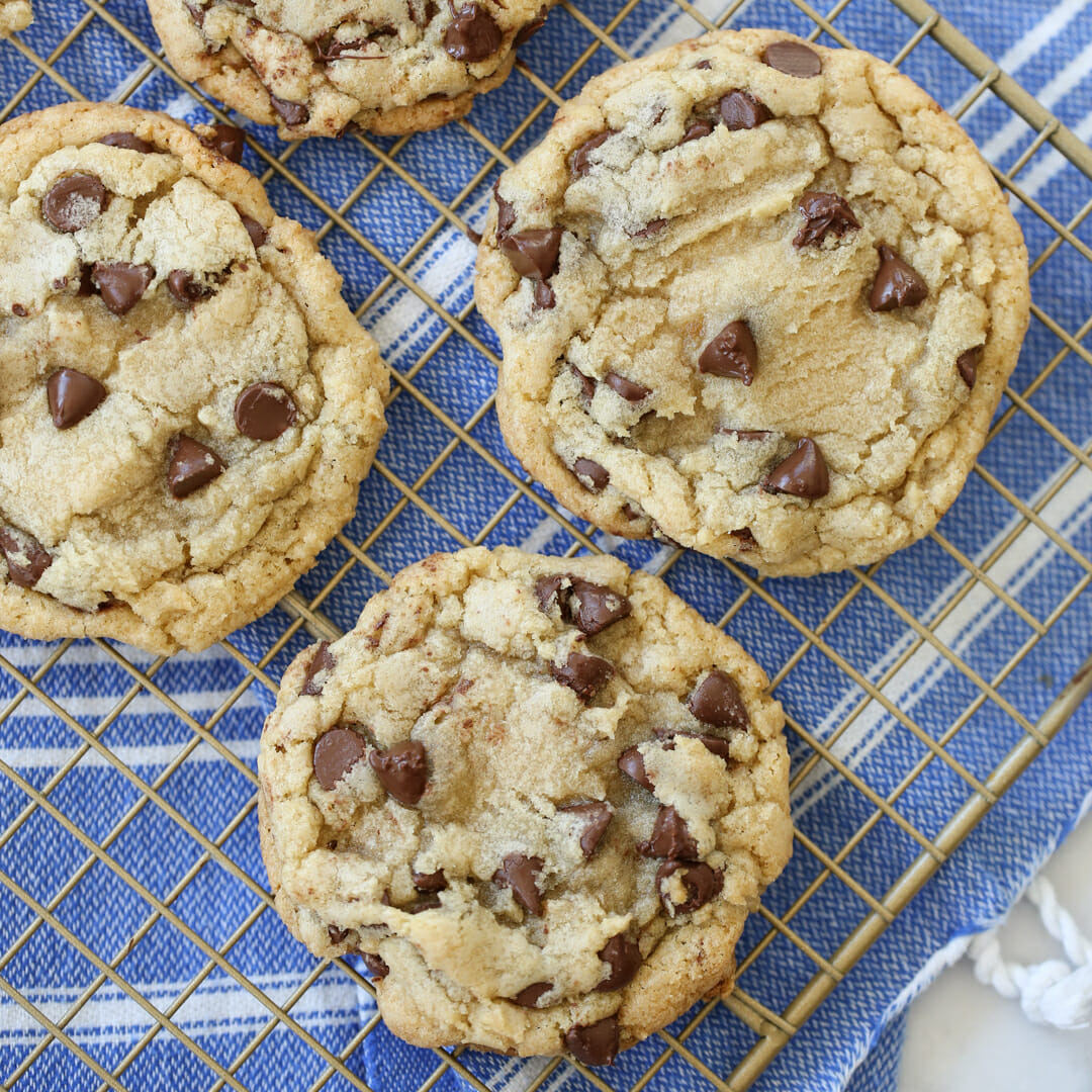 chocolate chip cookies on cooling rack