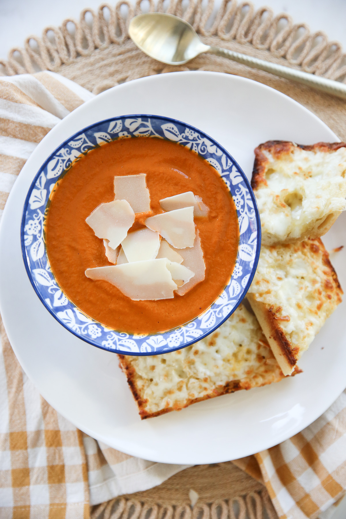 creamy tomato soup in a bowl