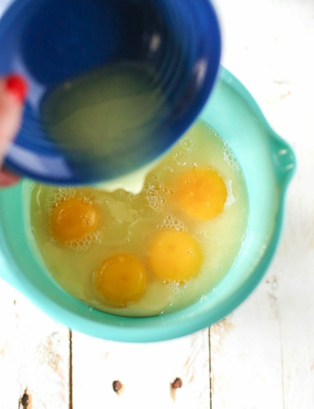 Adding lime juice to key lime pie from Our Best Bites