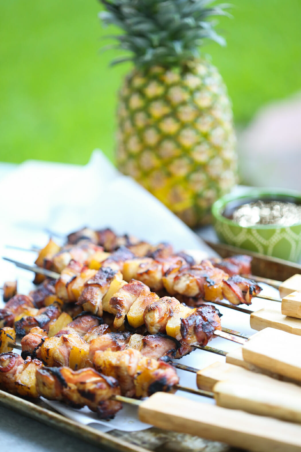 bacon wrapped teriyaki chicken skewers from our best bites