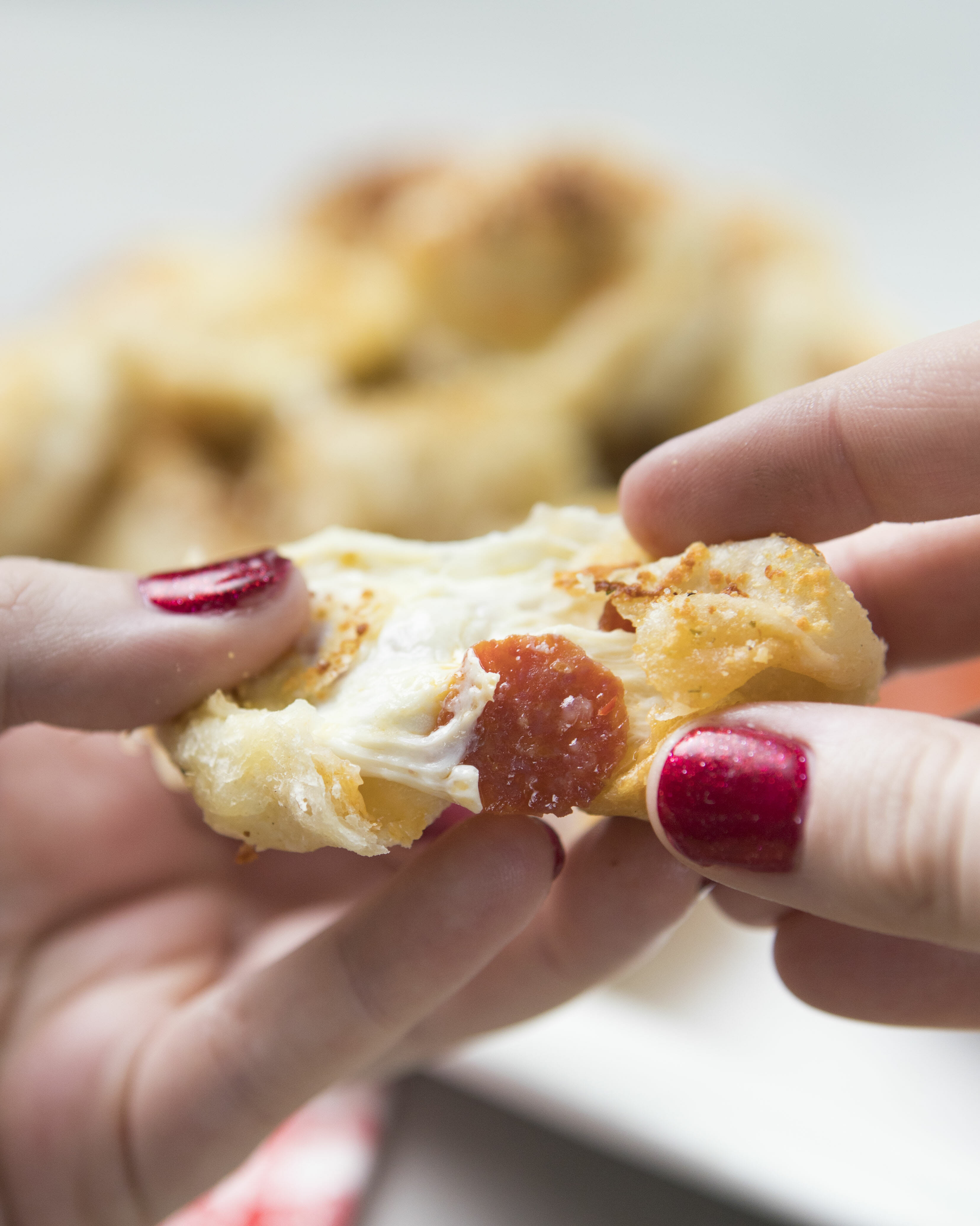 pulling apart pizza roll