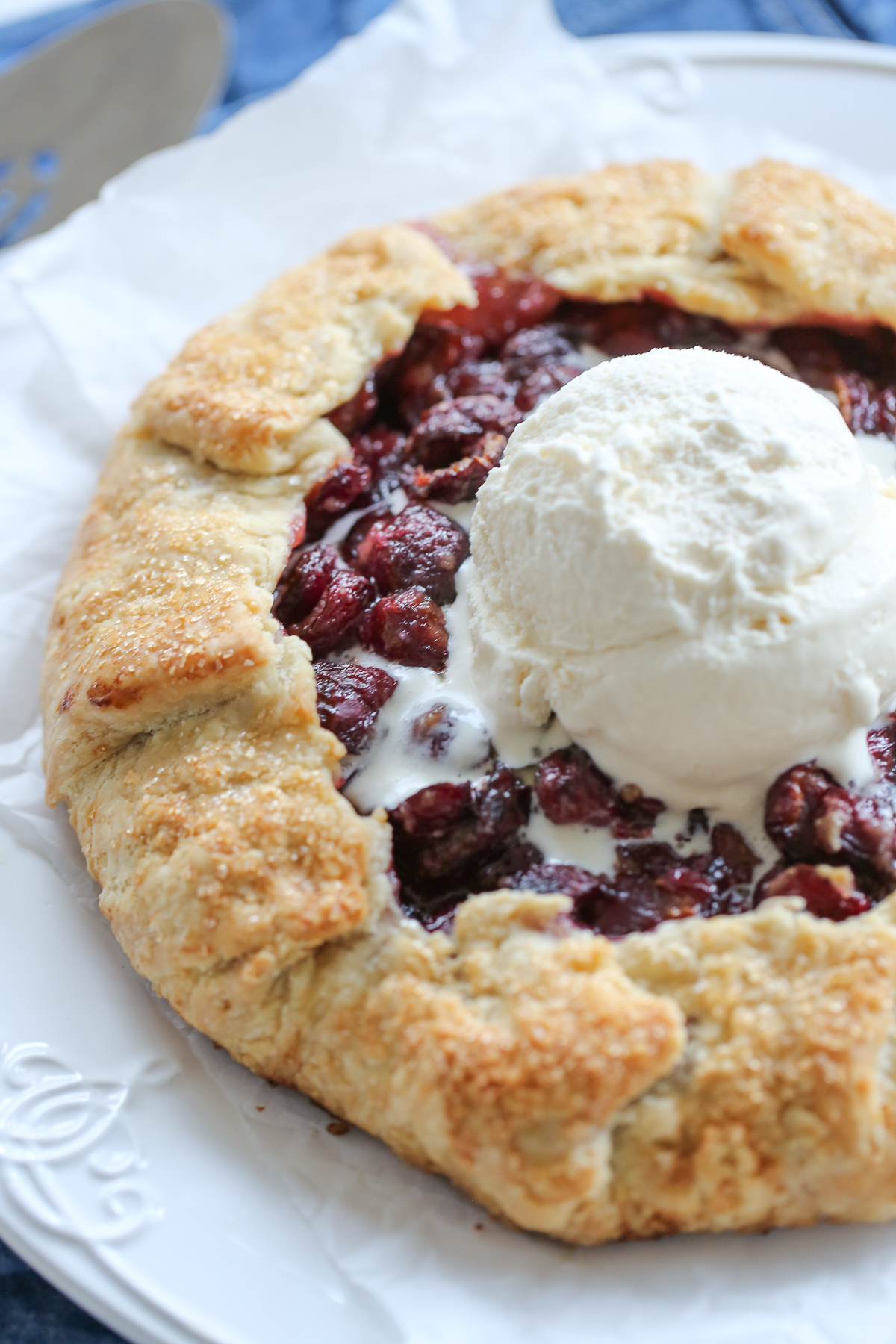 Galette with vanilla ice cream on top