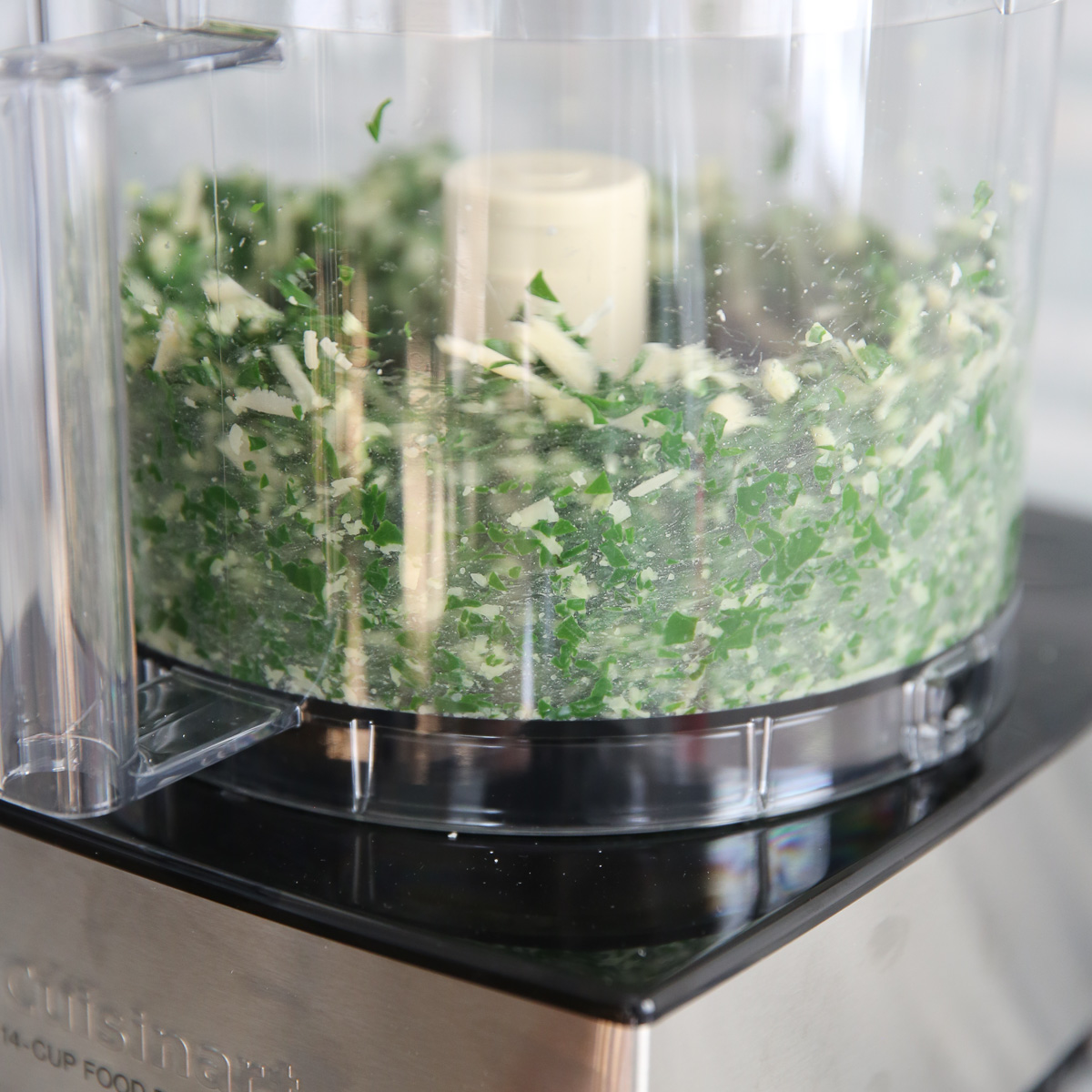 pesto ingredients in food processor