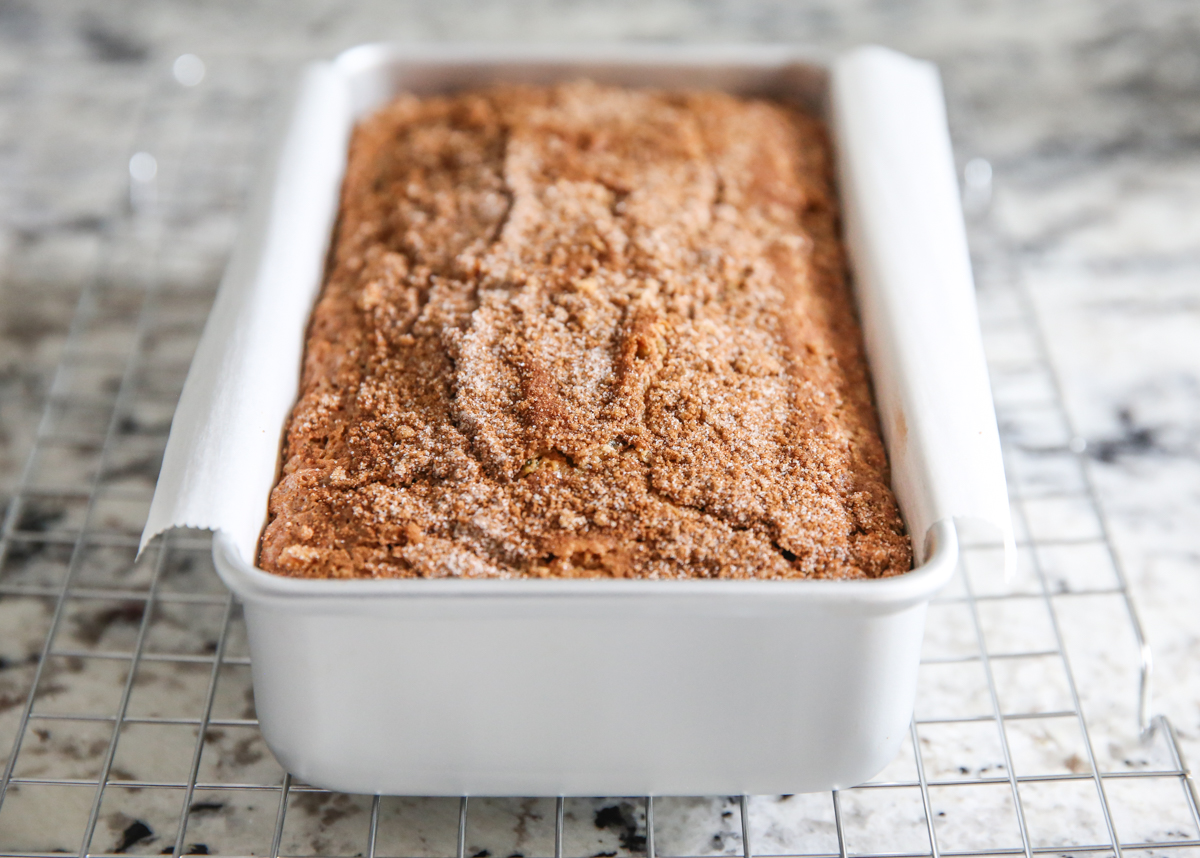 zucchini bread in baking pan