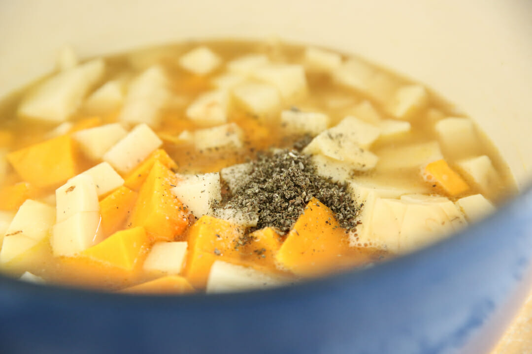 Butternut squash Soup in pan