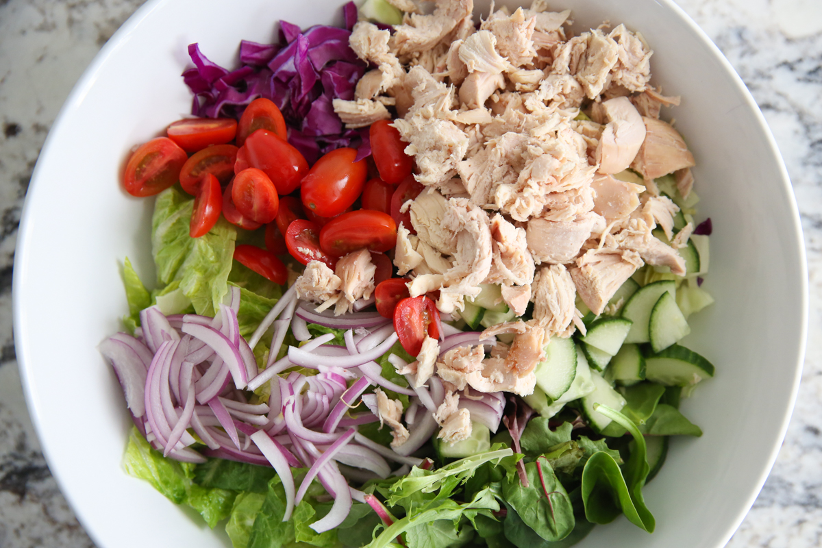 salad ingredients in a bowl