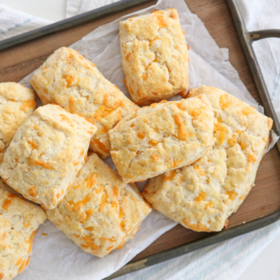 Buttermilk Cheddar Biscuits on a tray