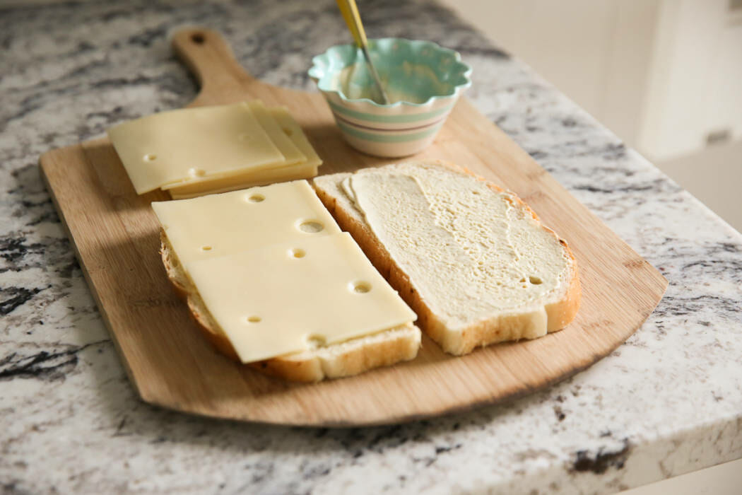 melted cheese on sandwich