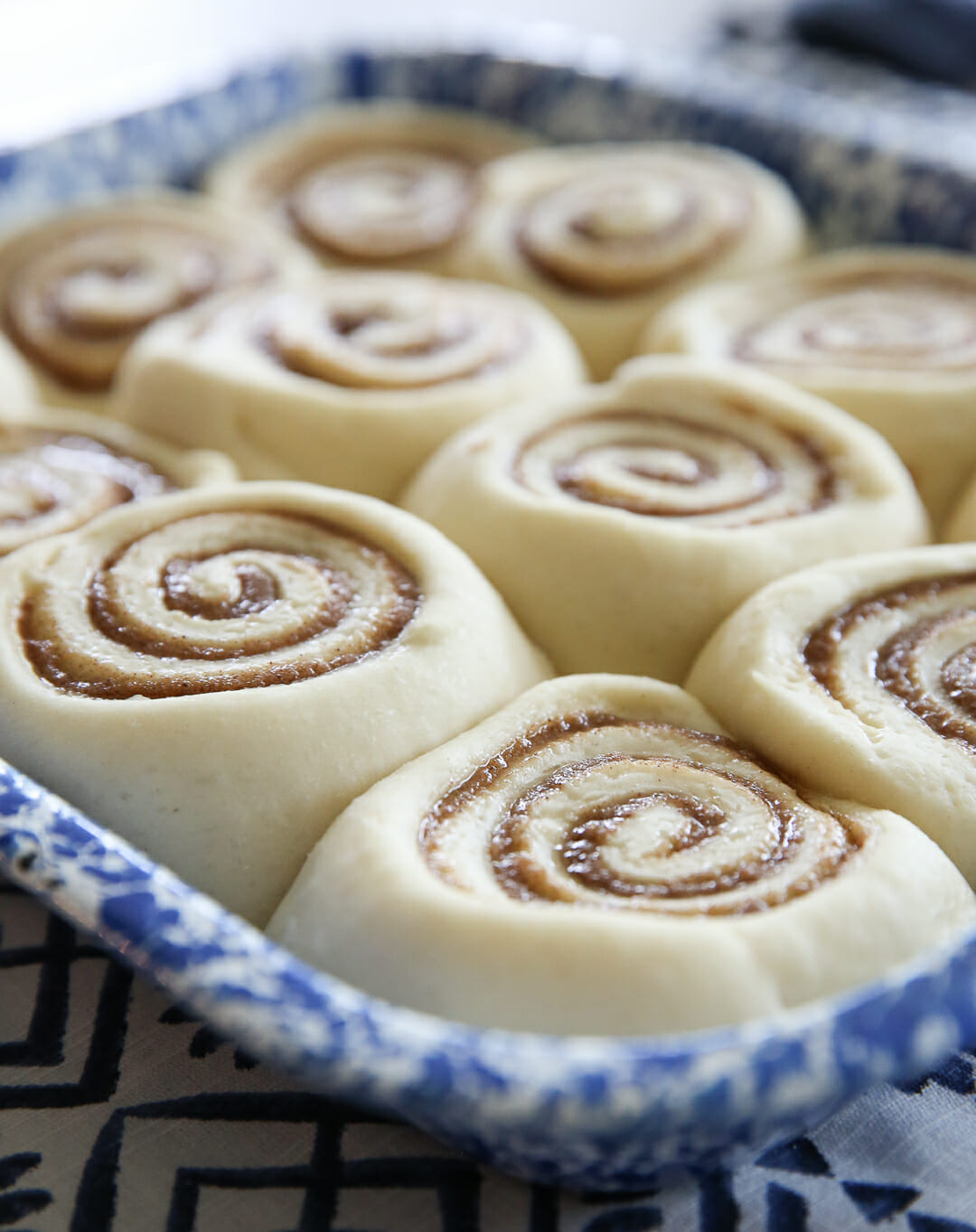 Plump Cinnamon Rolls in pan