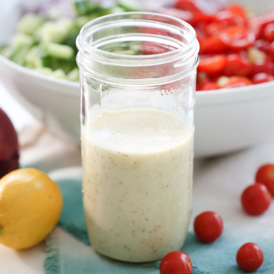 Ground Mustard Vinaigrette in a jar