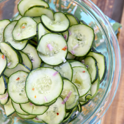 cucumber slices in a bowl