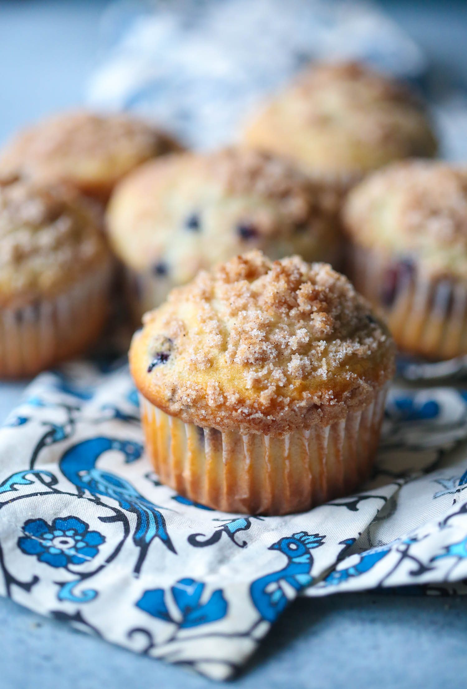 streusel topped blueberry muffins from our best bites