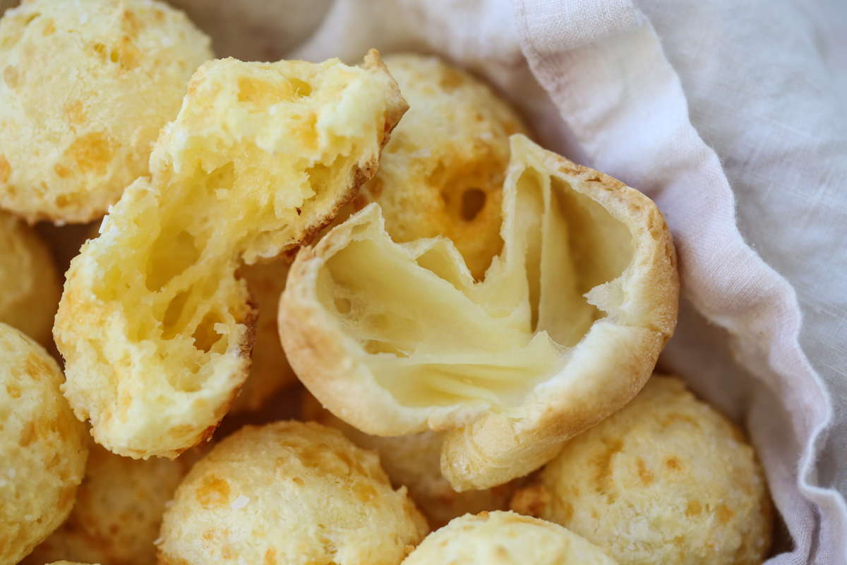 Brazilian Cheese Breads broken in half