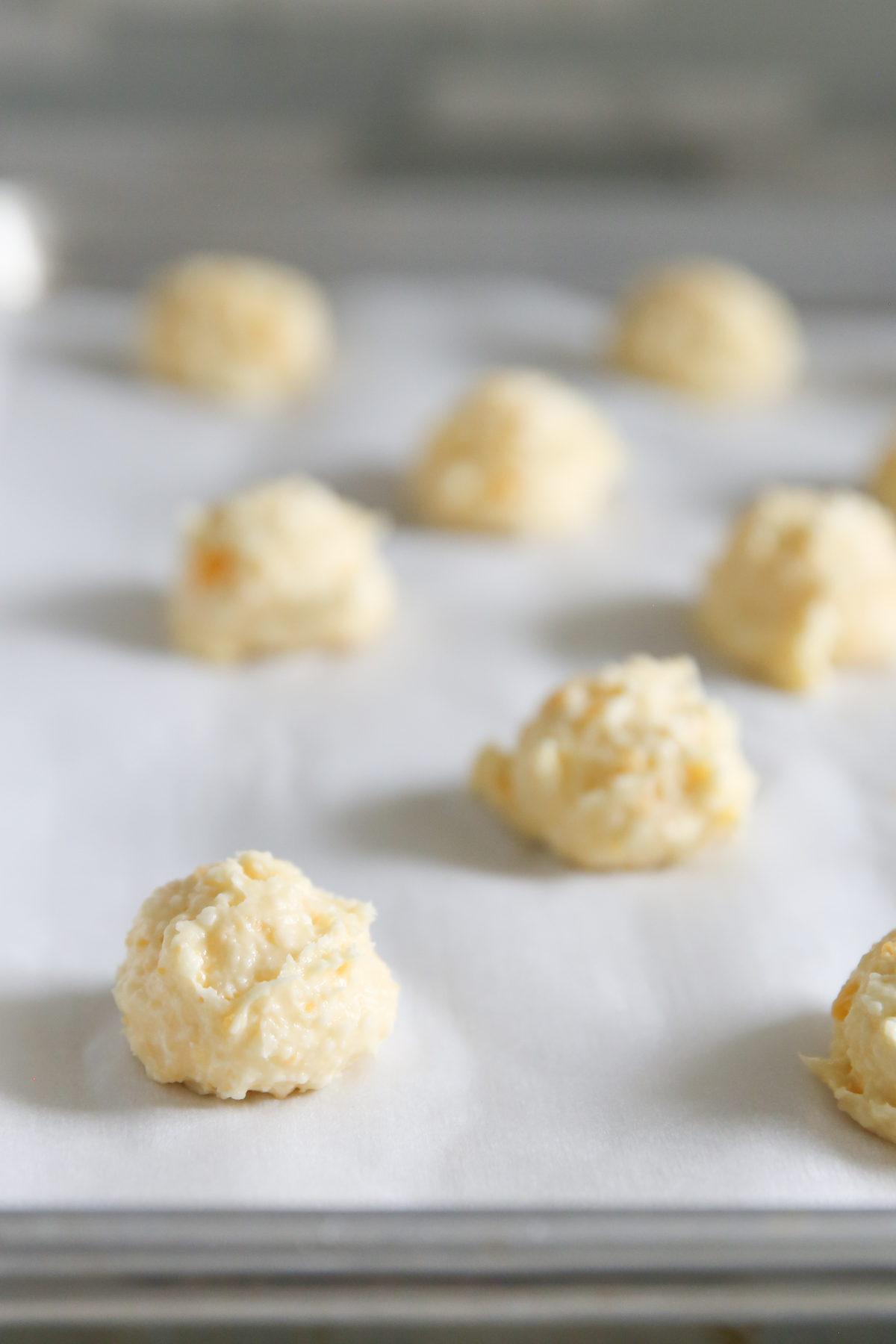 Brazilian Cheese Bread on baking sheet