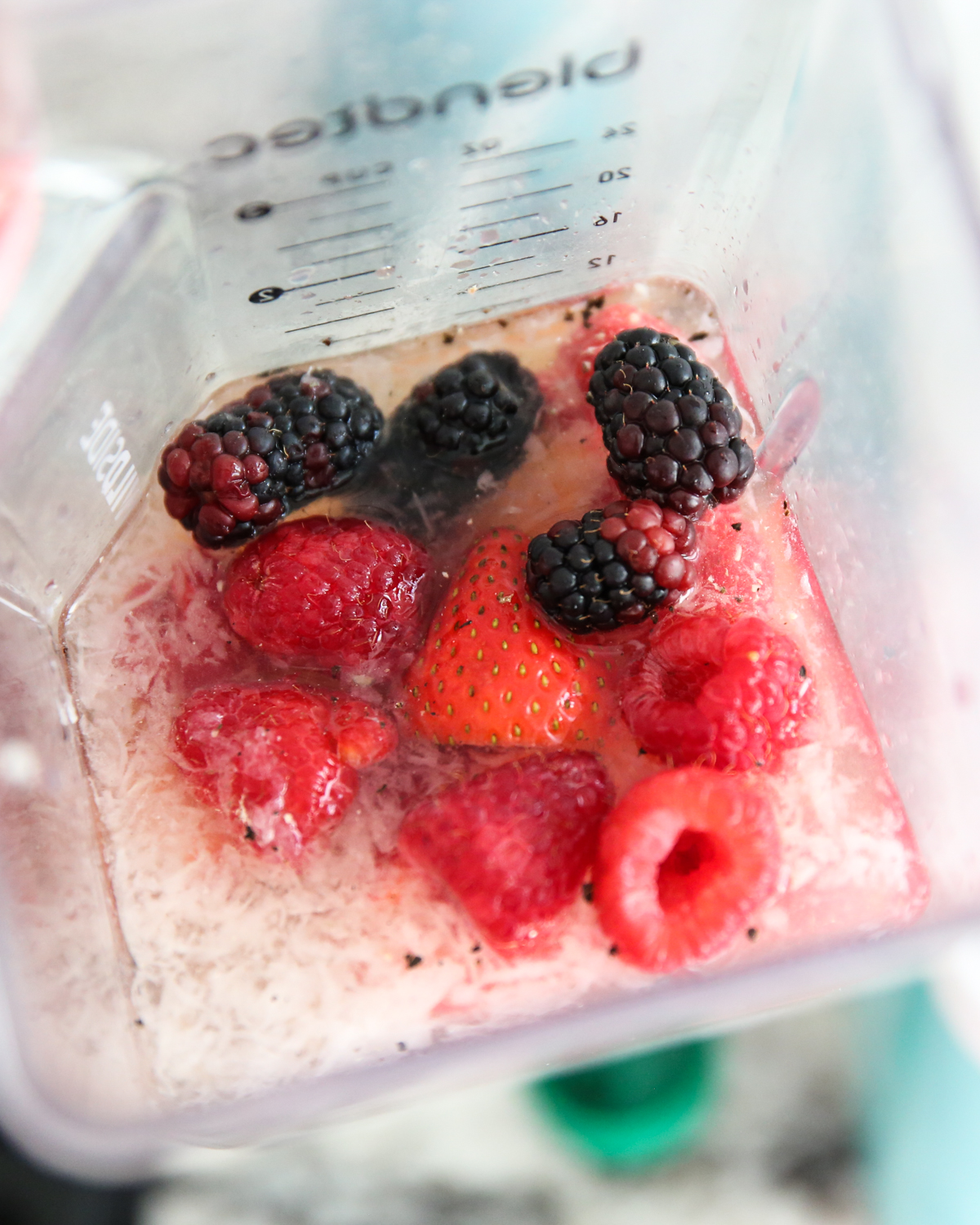 berries in a blender
