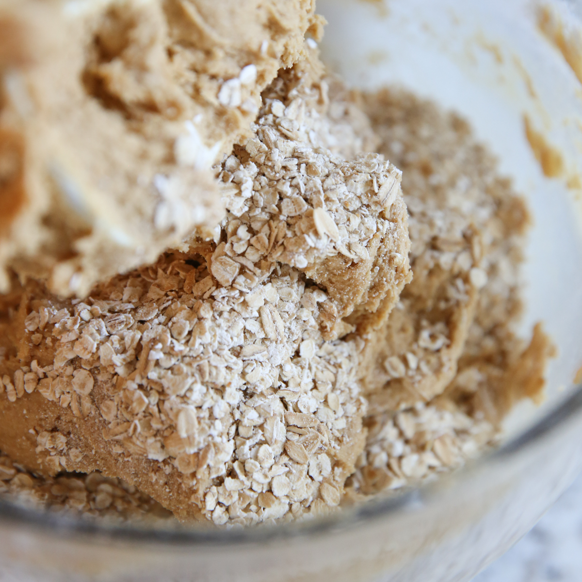 mixing dough in a mixing bowl