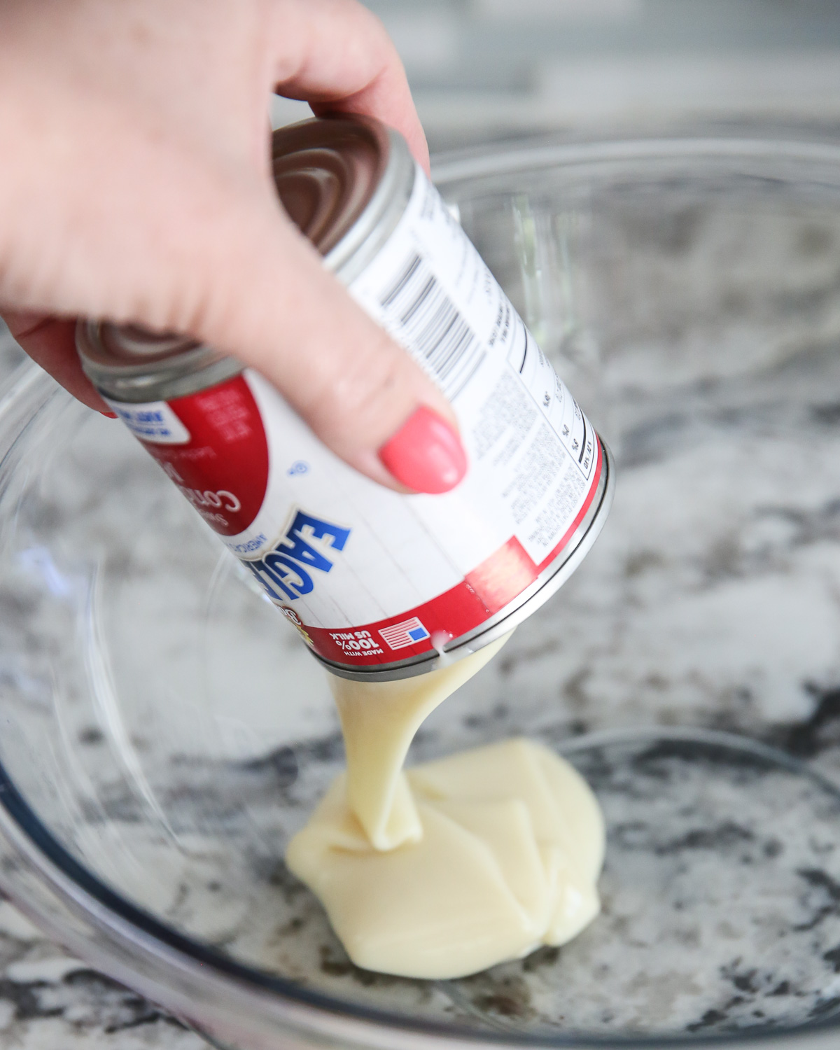 sweetened condensed milk in a bowl