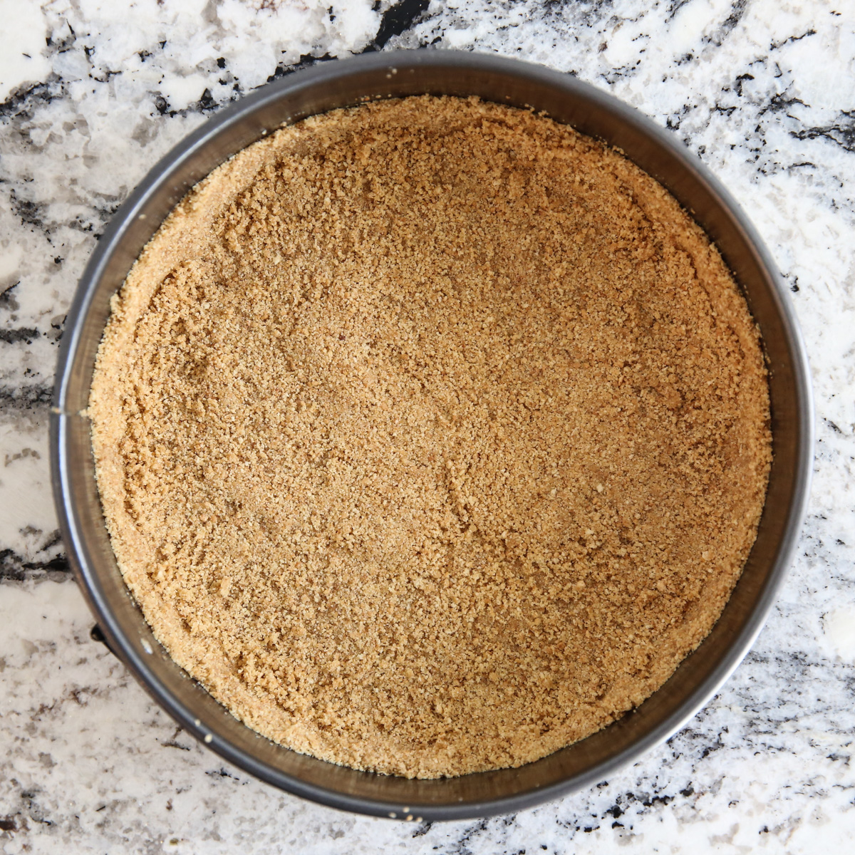 graham cracker crumbs in pan