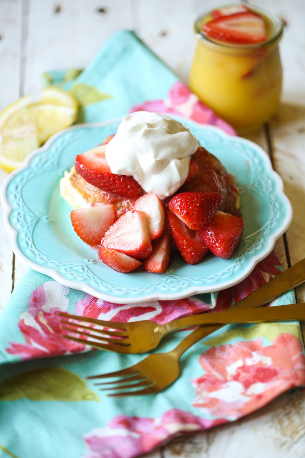 Overnight Cream Cheese Stuffed Lemon French Toast with Strawberries from Our Best Bites