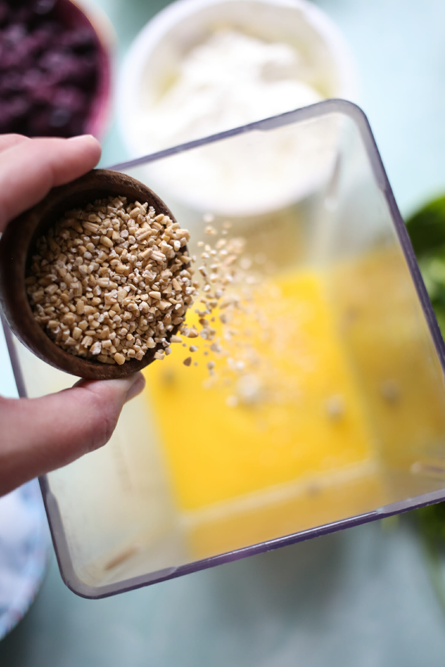 adding oats to power smoothie