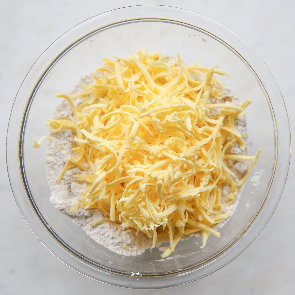 shredded butter in a bowl