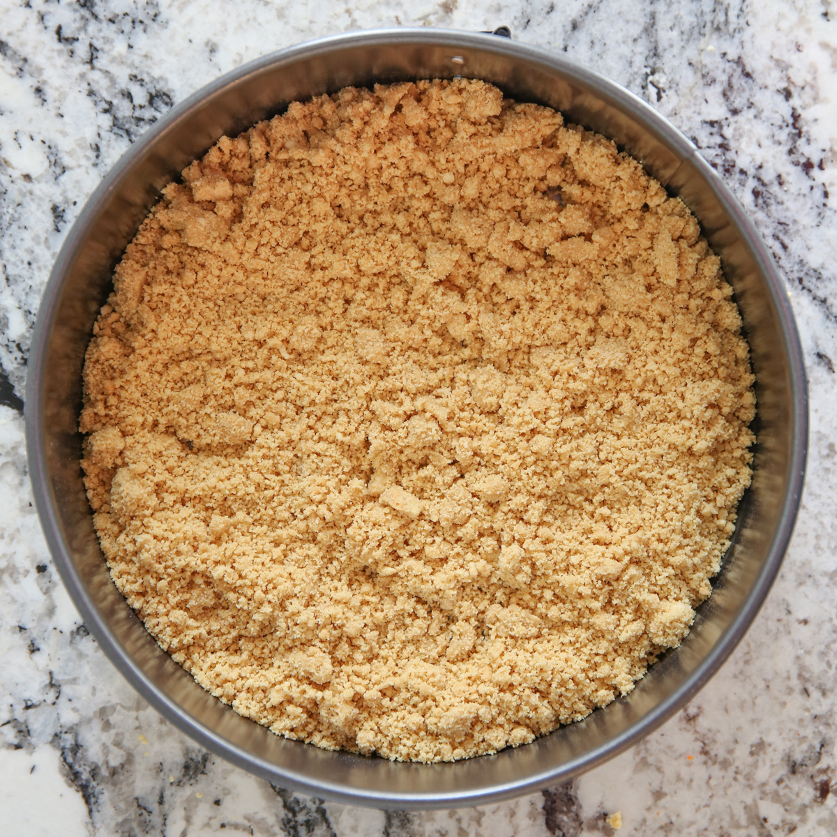 cookie crumbs in a springform pan