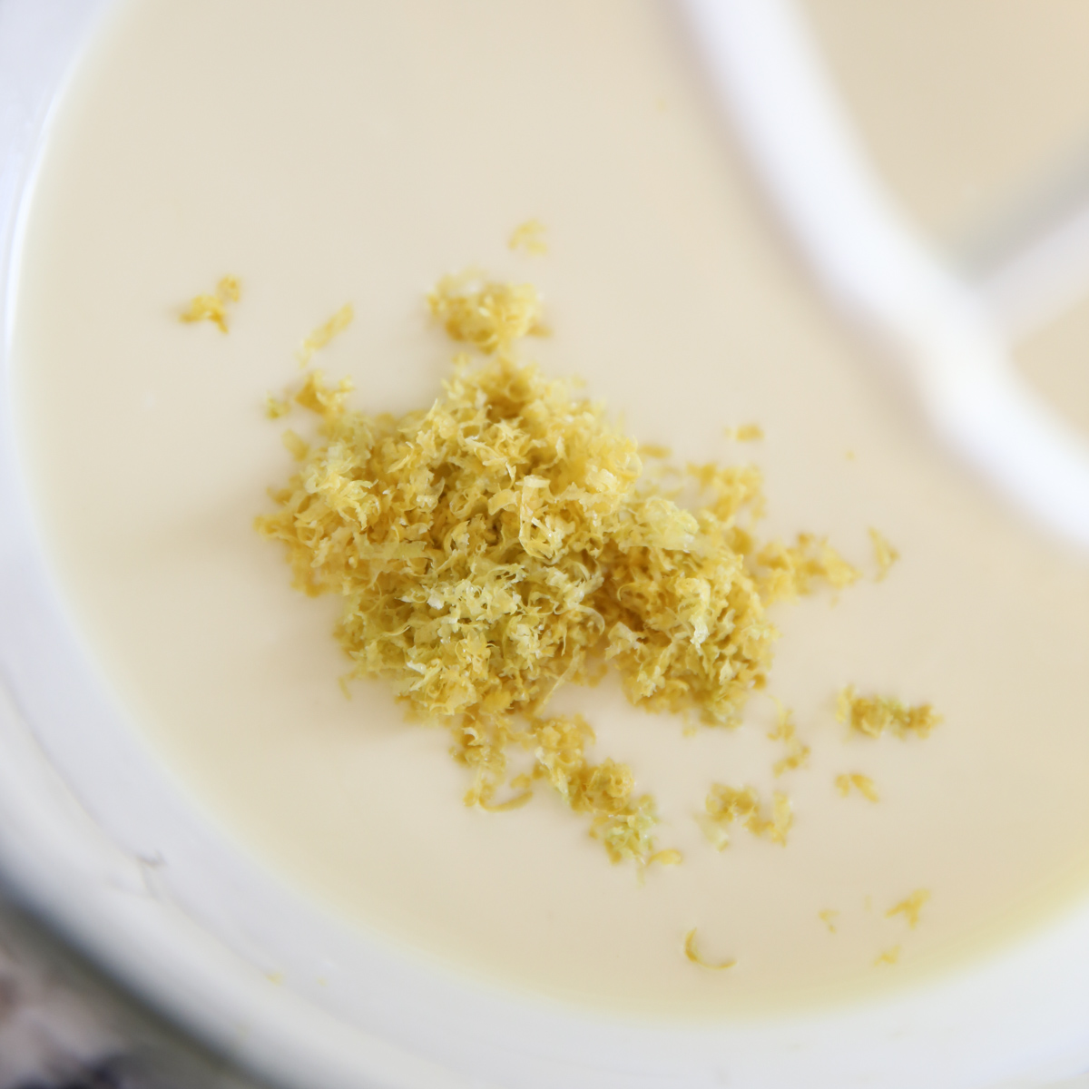 fresh lemon zest in a lemon cheesecake