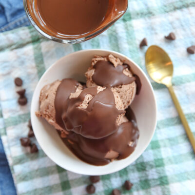 chocolate magic shell over ice cream