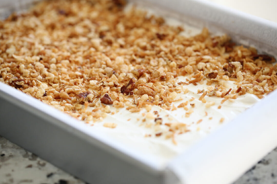 crispy ice cream bars in pan