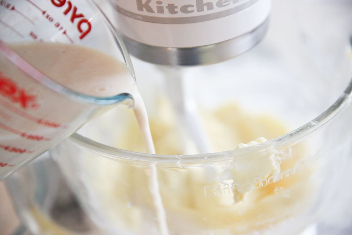 buttermilk mixing into bowl