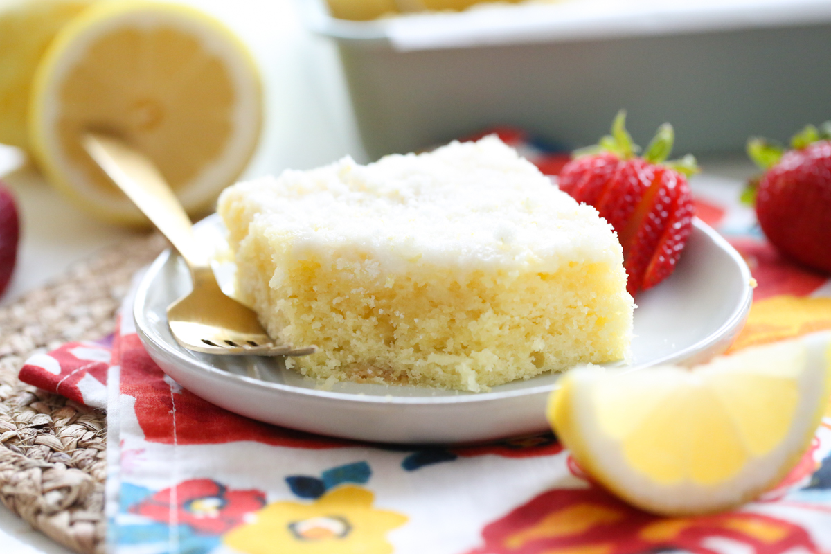 lemon buttermilk cake on a plate 