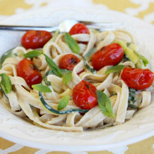 Zucchini Ribbon Pasta with {light!} Creamy Lemon-Basil Sauce